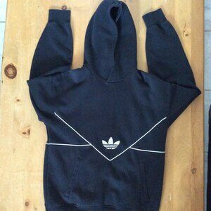 Adidas Black Trefoil Logo Hoodie – Geometric Front Design - Size M